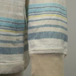 O'Neill Men's Cream Blue Striped Light Weight Viewpoint Henley Hoodie (S01)