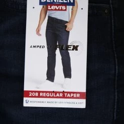 Levi Strauss Men's Blue Premium Super Soft Flex Regular Taper Denim Jeans (S47)