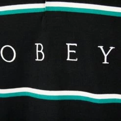 OBEY Men's Horizontal Stripe Button L/S Polo Shirt (S04) 37 OBEY Men's Horizontal Stripe Button L/S Polo Shirt (S04)