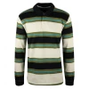 Volcom Men's Black, Olive Green & Beige Striped L/S Polo T-Shirt (S03)