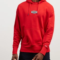 Tommy Hilfiger Men's Deep Crimson TJM Patch Logo L/S Pull Over Hoodie