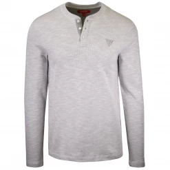 GUESS Men's Dunston Henley L/S T-Shirt (Retail $39.99) S01