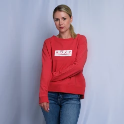 Roxy Women's Heather Strawberry Red Est 1990 Pull Over L/S Sweater (S06) T-Shirts