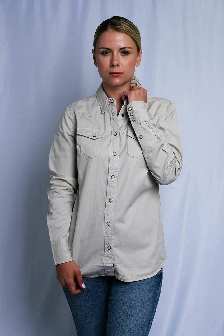 Harley-Davidson Women's Beige 1903 L/S Woven Shirt (S17) 4 Harley-Davidson Women's Beige 1903 L/S Woven Shirt (S17)