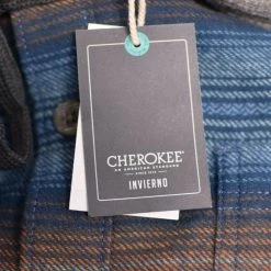 Carhartt Cherokee Men's Tottus Camisa Blue & Orange Stripe Hooded L/S Flannel Shirt