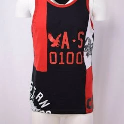 Akademics Akademiks Men's Three Tone Black, White & Red S/S Tank Top