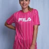 FILA Women's Pink Vertical Striped S/S T-Shirt