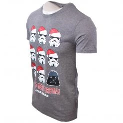 Star Wars Men's Ho Ho Ho Merry Christmas Grey S/S T-Shirt