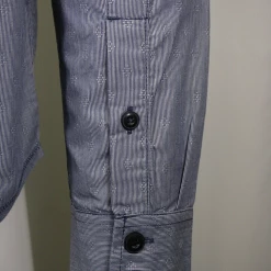 PrAna Men's Blue Diamond Pattern Striped L/S Woven Shirt (S55)