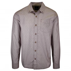 PrAna Men's Burgundy Diamond Pattern Striped L/S Woven Shirt (S54)