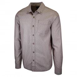 PrAna Men's Burgundy Diamond Pattern Striped L/S Woven Shirt (S54)