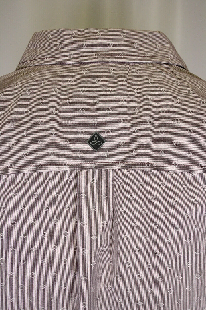 PrAna Men's Burgundy Diamond Pattern Striped L/S Woven Shirt (S54) 7 PrAna Men's Burgundy Diamond Pattern Striped L/S Woven Shirt (S54)