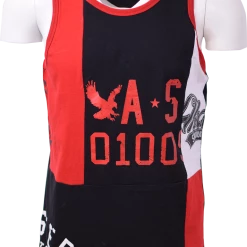 Akademics Akademiks Men's Three Tone Black, White & Red S/S Tank Top