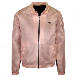 OBEY Men's Salmon White Essential Mini Box Plaid Full-Zip L/S Shirt (Medium)