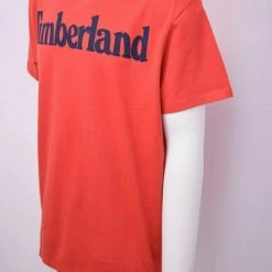 Timberland Men's Red Classic Logo Solid Text S/S Tee S14