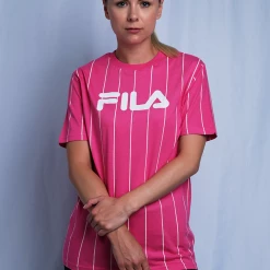 FILA Women's Pink Vertical Striped S/S T-Shirt