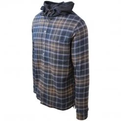 Carhartt Cherokee Men's Tottus Camisa Black & Brown Plaid Hooded L/S Flannel Shirt