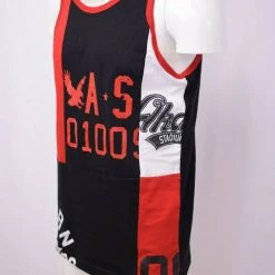 Akademics Akademiks Men's Three Tone Black, White & Red S/S Tank Top