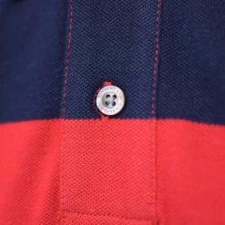 Timberland Men's Red & Navy Striped S/S Polo Shirt S09