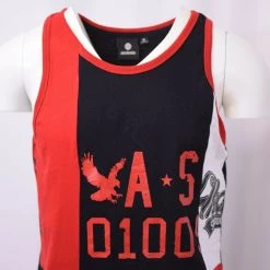 Akademics Akademiks Men's Three Tone Black, White & Red S/S Tank Top
