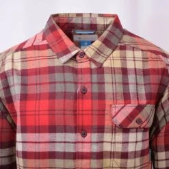 Columbia Men's Weston Pass Red & Beige Plaid L/S Flannel