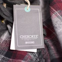 Cherokee Men's Tottus Camisa Maroon & Gray Plaid Hooded L/S Flannel Shirt