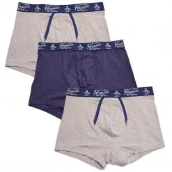 Spotted Clothing Original Penguin Men's 3 Pack Solid Grey Navy Grey Trunks (S03)