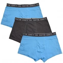Spotted Clothing Kenneth Cole Men's 3 Pack Solid Aqua Blue Charcoal Aqua Blue Trunks (S07)