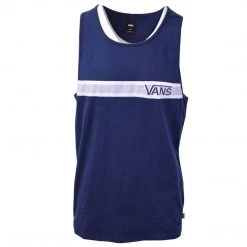 Spotted Clothing Vans Off The Wall Men's Navy White Stripe Sleeveless Tank Top S07-A (Size Small)
