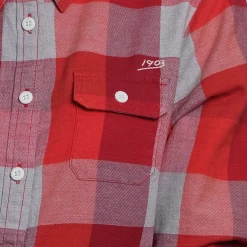 Harley-Davidson Women's 1903 Eagle Red Grey Plaid L/S Woven Shirt (S11)