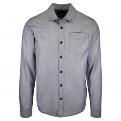 PrAna Men's Blue Diamond Pattern Striped L/S Woven Shirt (S55)