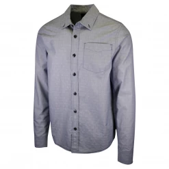 PrAna Men's Blue Diamond Pattern Striped L/S Woven Shirt (S55)