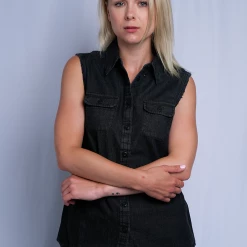 Harley-Davidson Women's Charcoal Vest W/ Back Logo Sleeveless Vest 16 Harley-Davidson Women's Charcoal Vest W/ Back Logo Sleeveless Vest