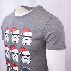 Star Wars Men's Ho Ho Ho Merry Christmas Grey S/S T-Shirt