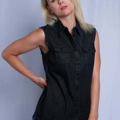 Harley-Davidson Women's Charcoal Vest W/ Back Logo Sleeveless Vest 17 Harley-Davidson Women's Charcoal Vest W/ Back Logo Sleeveless Vest