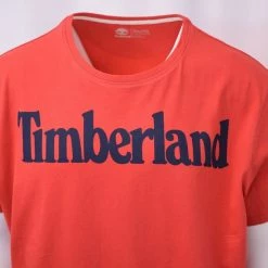 Timberland Men's Red Classic Logo Solid Text S/S Tee S14