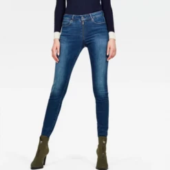 Spotted Clothing G-STAR RAW Women's Dark Aged Shape Zip High Super Skinny Jeans (D12371)