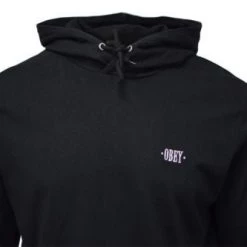 Obey Men's Black Light Weight L/S Pull Over Hoodie